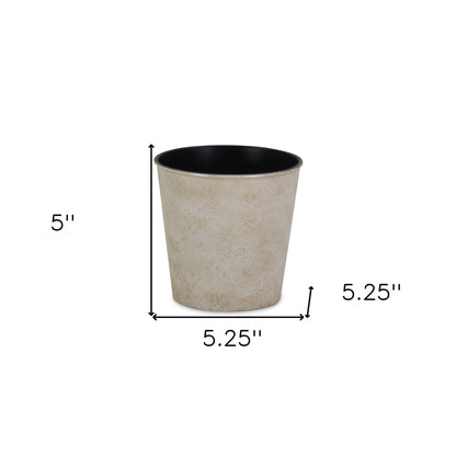 5" Cream Recycled Plastic Indoor Outdoor Round Pot Planter-4