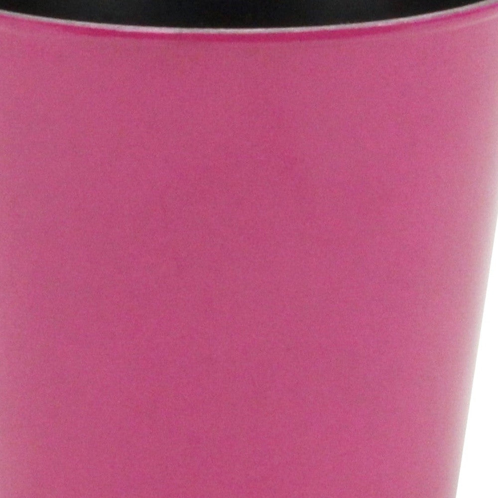 5" Hot Pink Recycled Plastic Indoor Outdoor Round Pot Planter-2