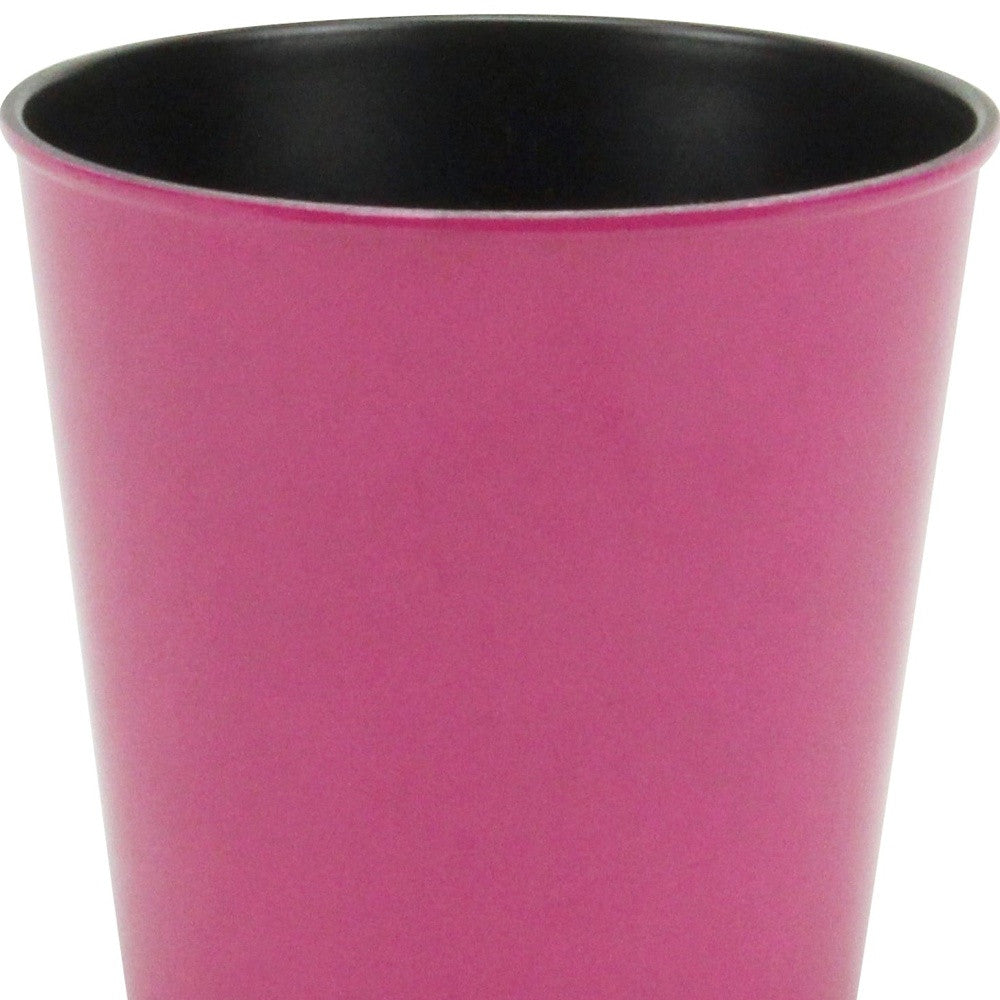 5" Hot Pink Recycled Plastic Indoor Outdoor Round Pot Planter-3