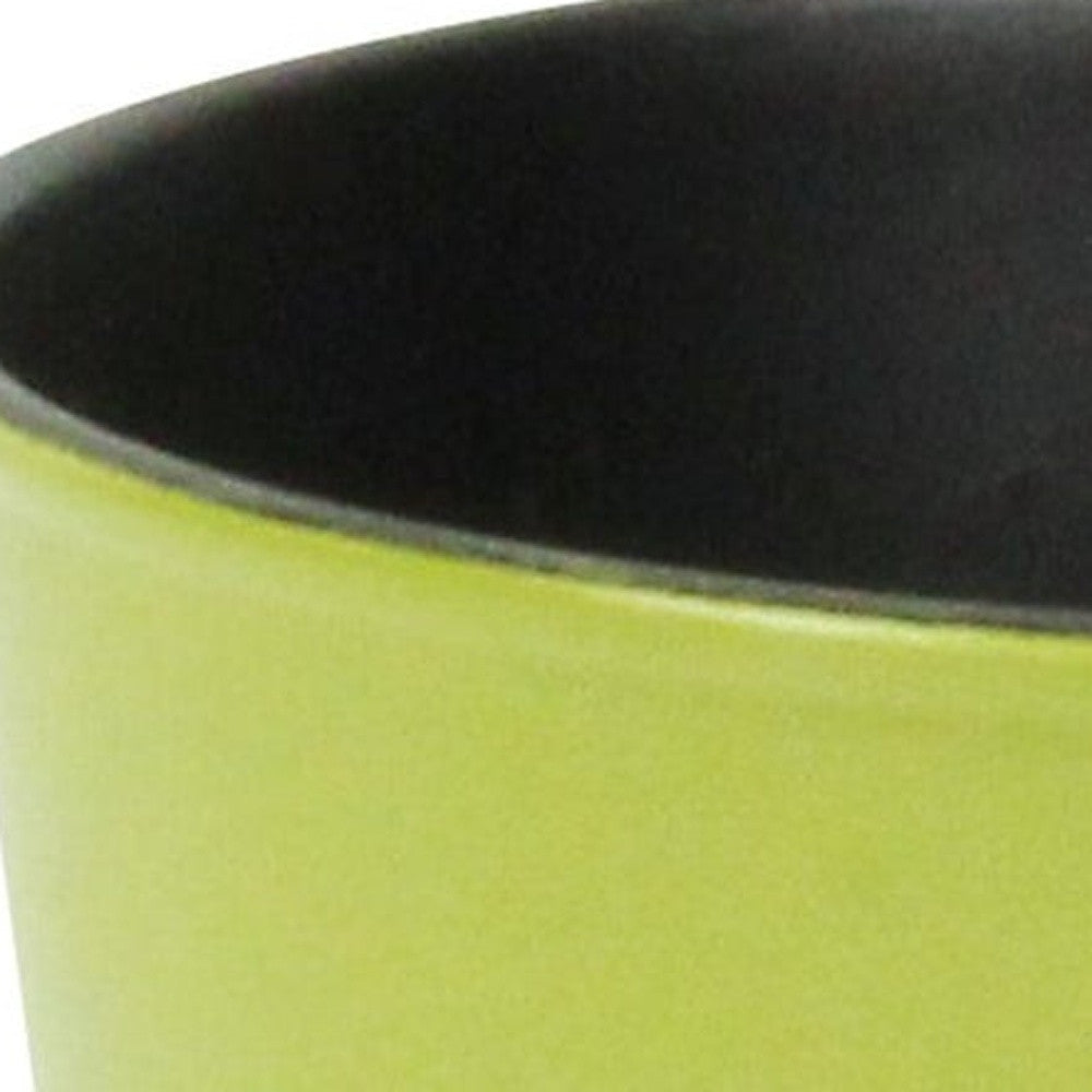 5" Lime Green Recycled Plastic Indoor Outdoor Round Pot Planter-2