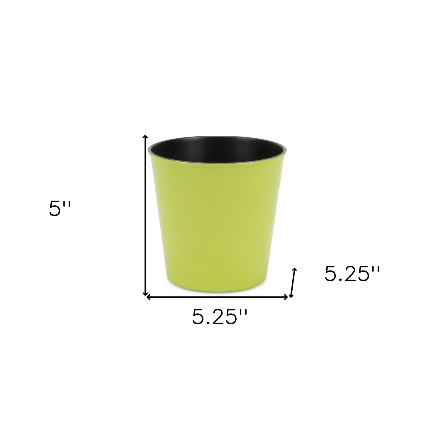 5" Lime Green Recycled Plastic Indoor Outdoor Round Pot Planter-4