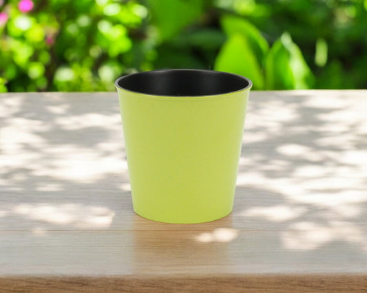 5" Lime Green Recycled Plastic Indoor Outdoor Round Pot Planter-0