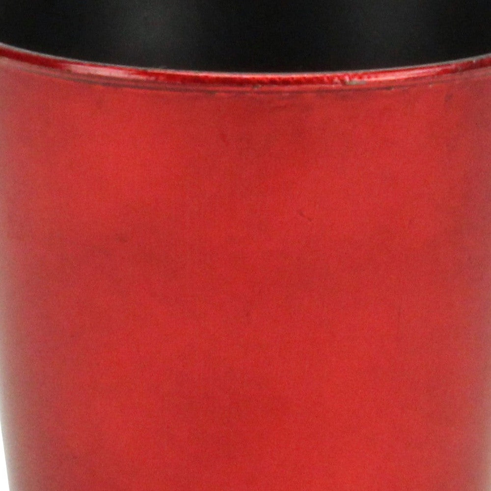 5" Red Recycled Plastic Indoor Outdoor Round Pot Planter-2
