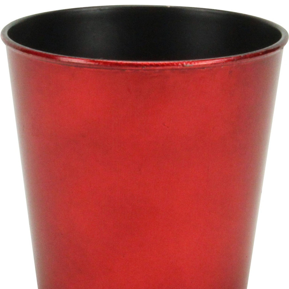 5" Red Recycled Plastic Indoor Outdoor Round Pot Planter-3
