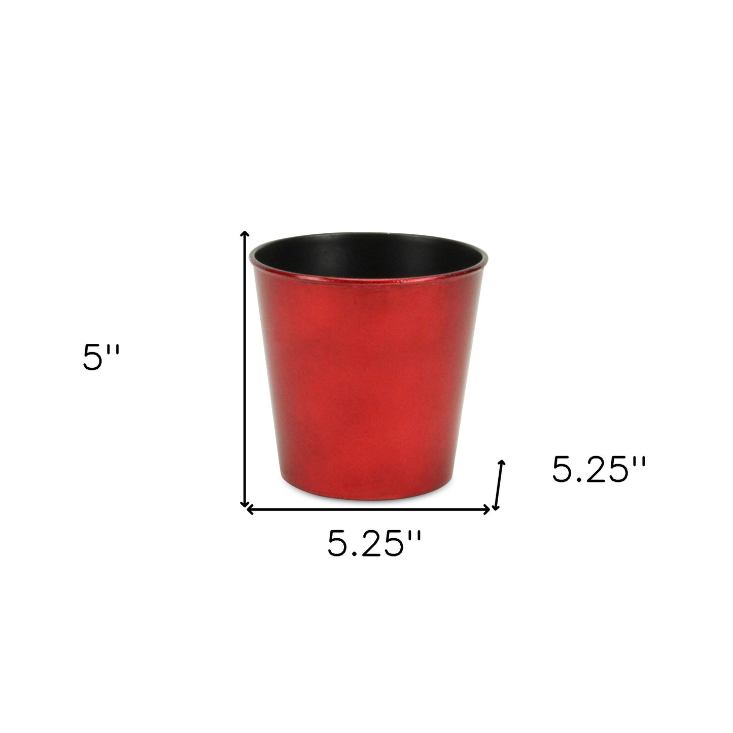5" Red Recycled Plastic Indoor Outdoor Round Pot Planter-4