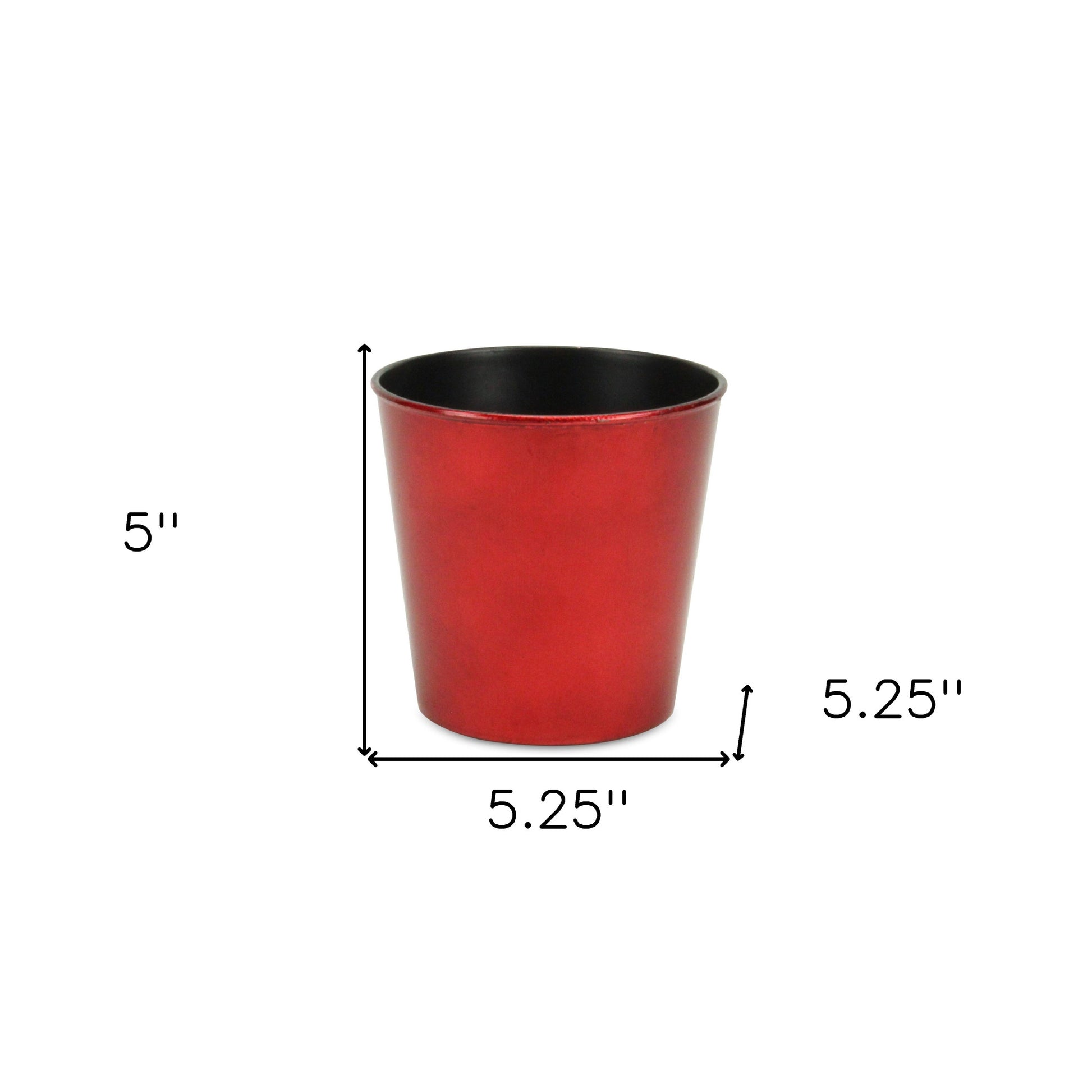 5" Red Recycled Plastic Indoor Outdoor Round Pot Planter-4