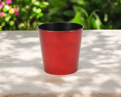 5" Red Recycled Plastic Indoor Outdoor Round Pot Planter-0