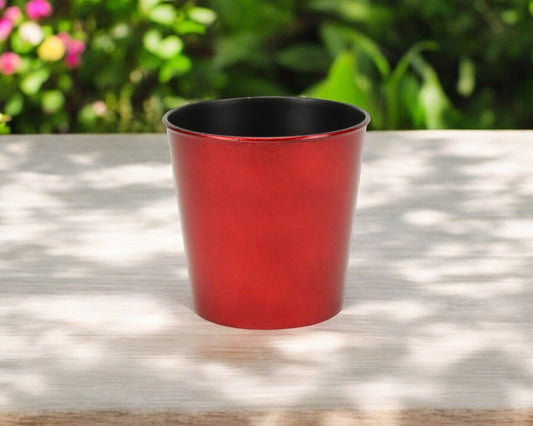 5" Red Recycled Plastic Indoor Outdoor Round Pot Planter-0