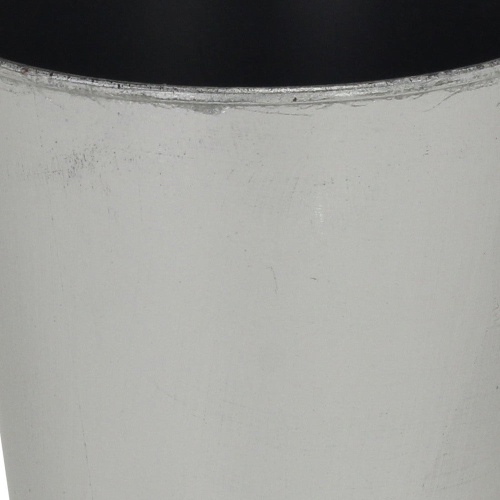 5" Silver Recycled Plastic Indoor Outdoor Round Pot Planter-4