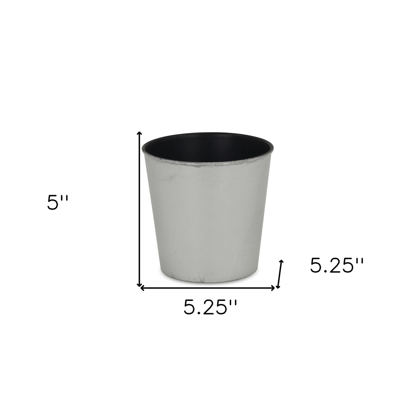 5" Silver Recycled Plastic Indoor Outdoor Round Pot Planter-3