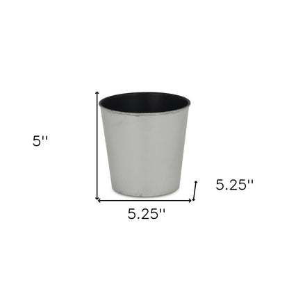 5" Silver Recycled Plastic Indoor Outdoor Round Pot Planter-3