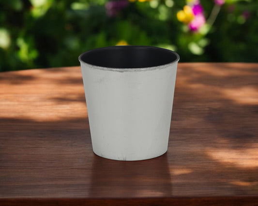 5" Silver Recycled Plastic Indoor Outdoor Round Pot Planter-0