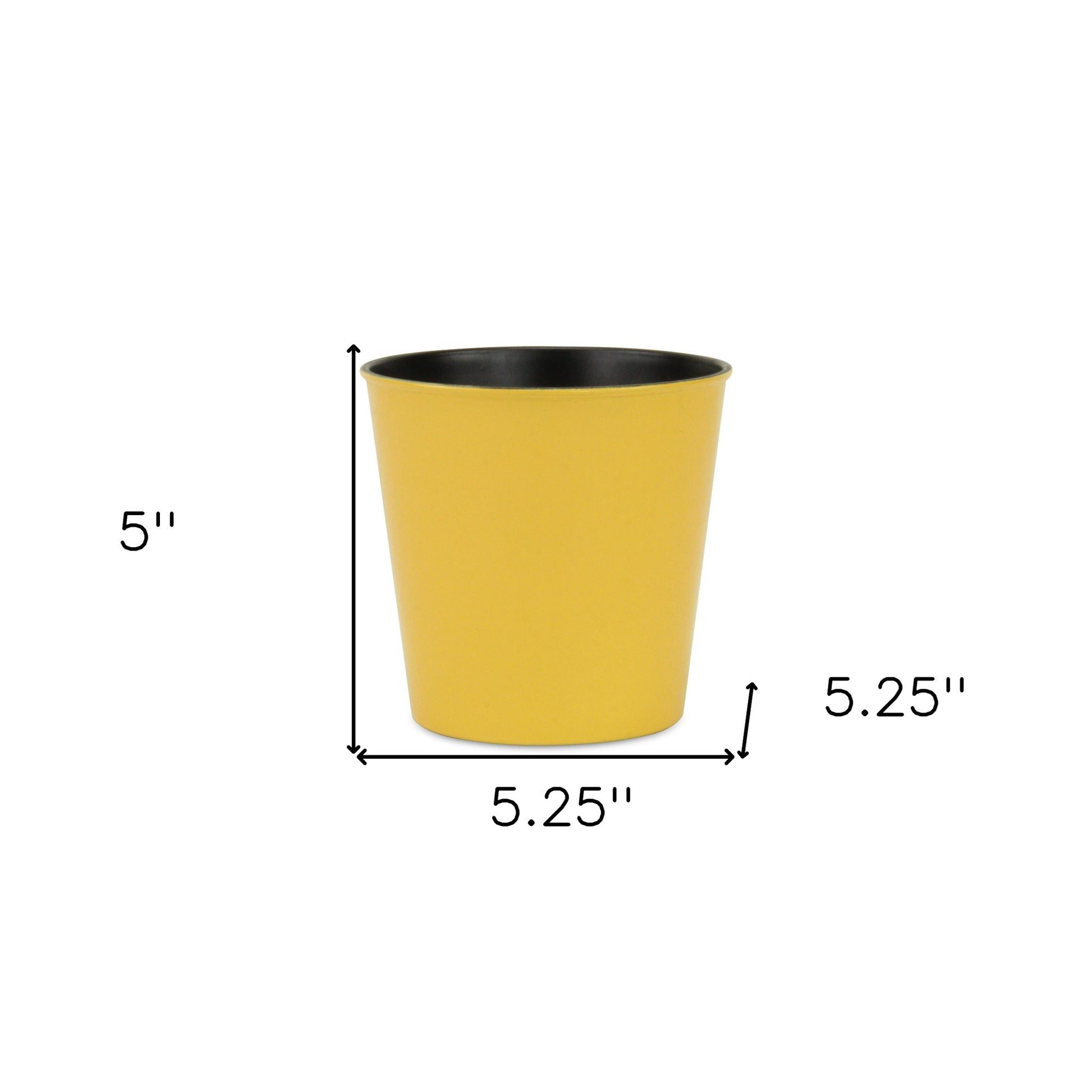 5" Yellow Recycled Plastic Indoor Outdoor Round Pot Planter-4