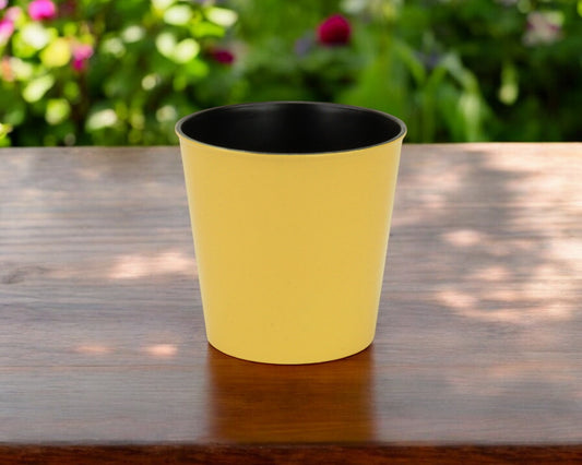 5" Yellow Recycled Plastic Indoor Outdoor Round Pot Planter-0