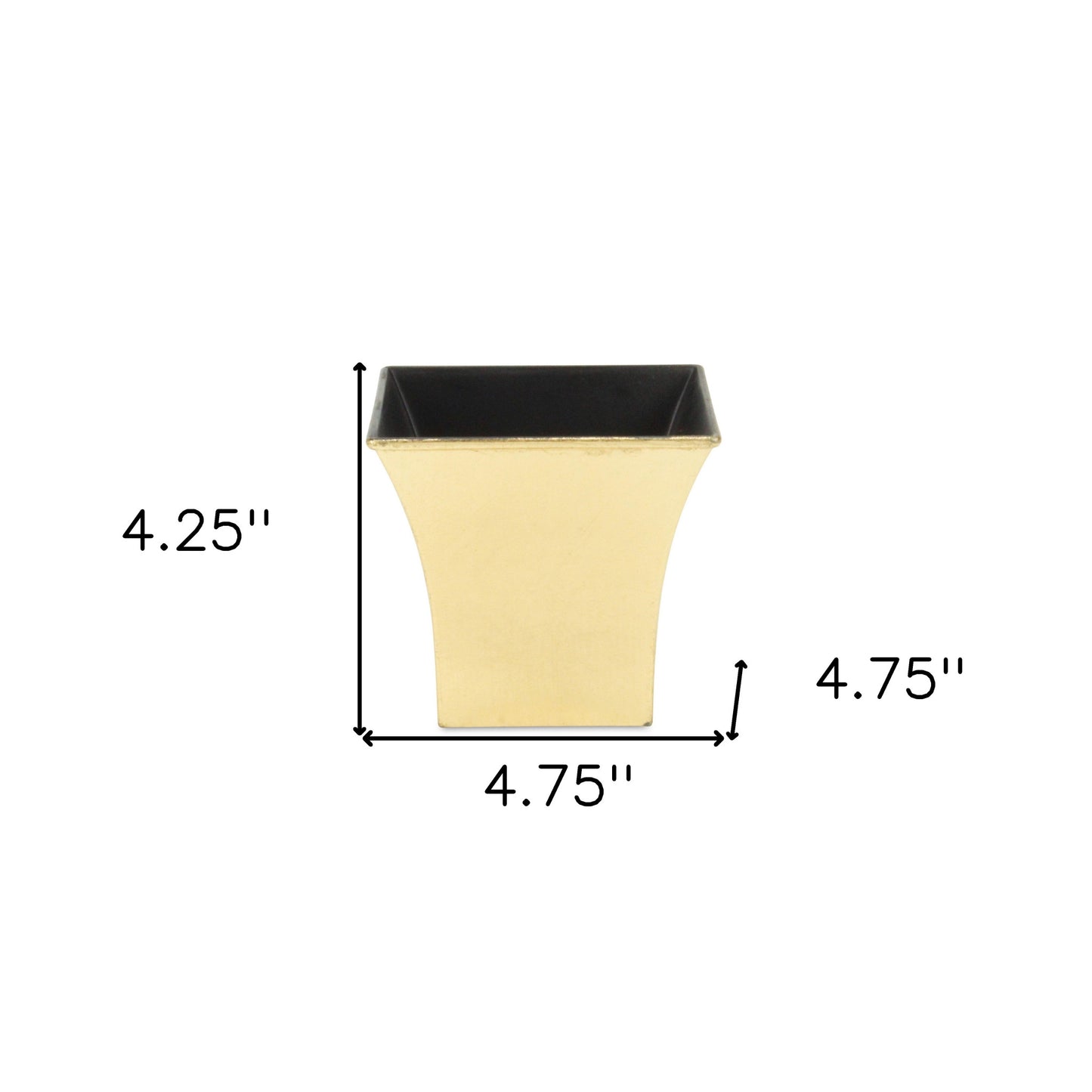 5" Gold Recycled Plastic Indoor Outdoor Square Pot Planter-3