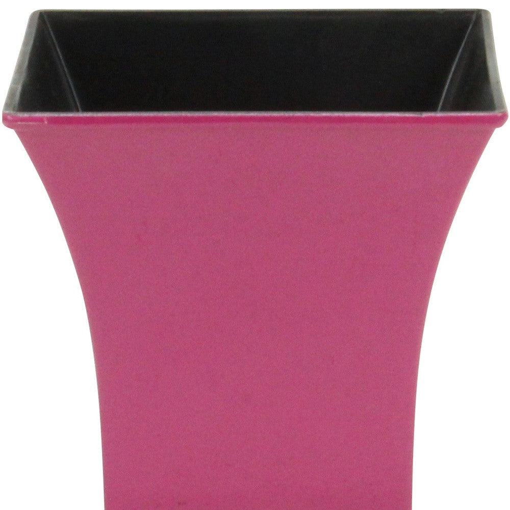 5" Hot Pink Recycled Plastic Indoor Outdoor Square Pot Planter-3
