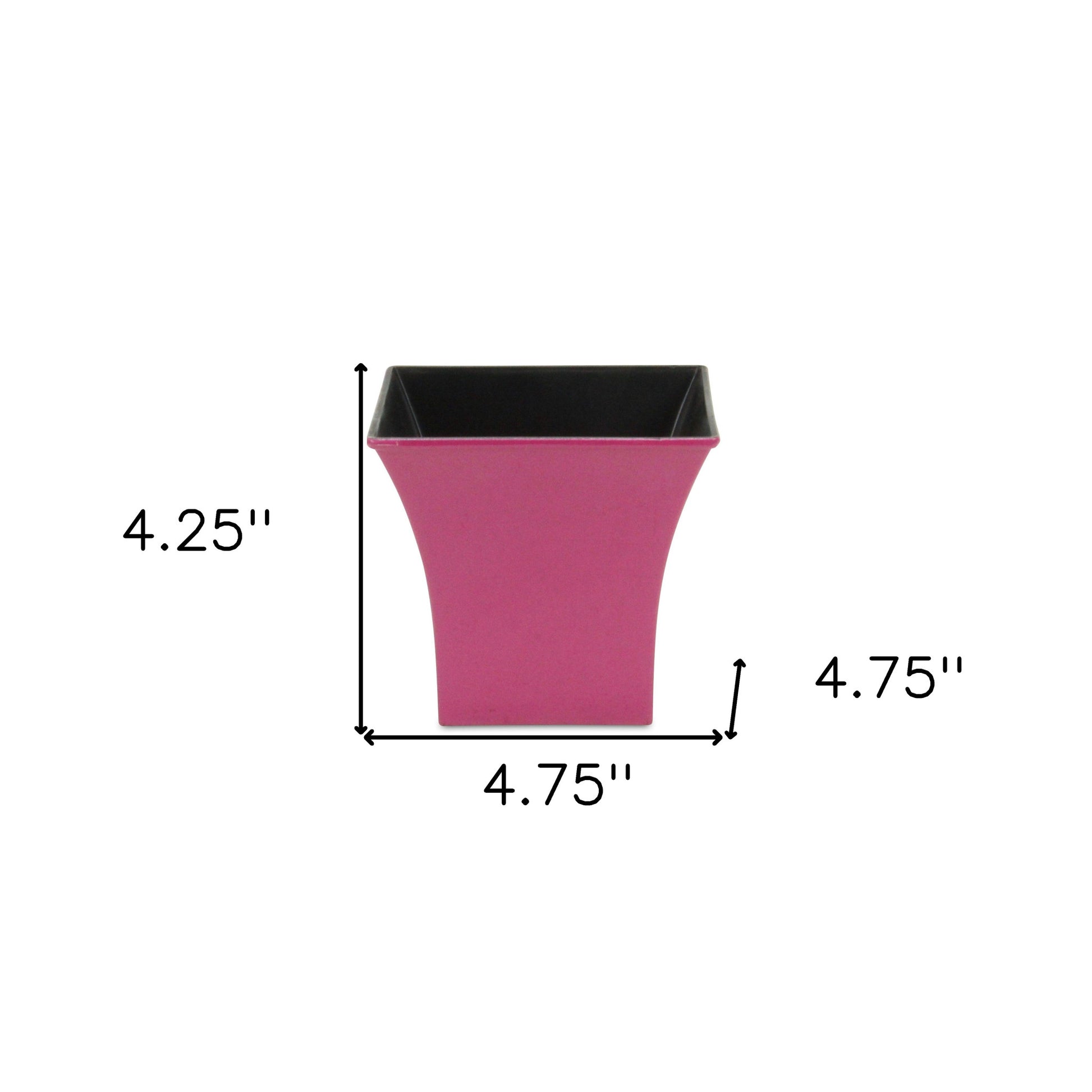5" Hot Pink Recycled Plastic Indoor Outdoor Square Pot Planter-4