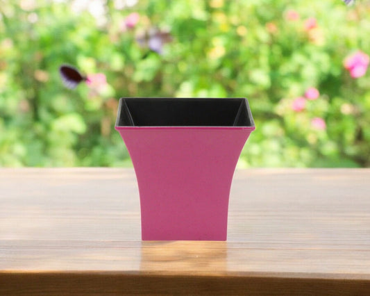 5" Hot Pink Recycled Plastic Indoor Outdoor Square Pot Planter-0