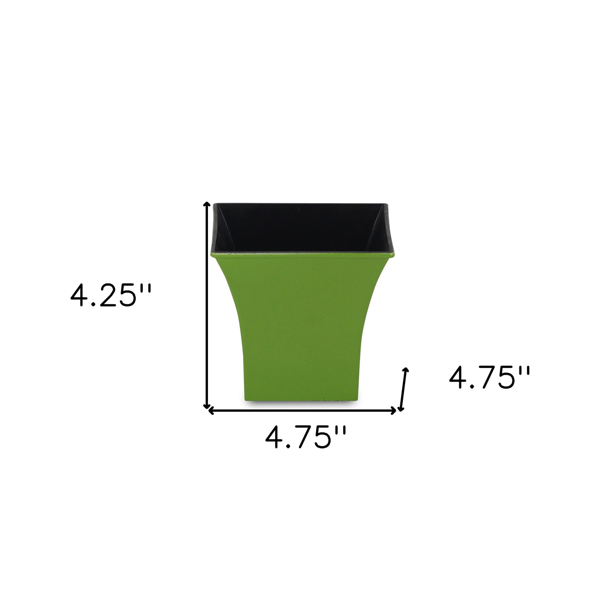 5" Lime Green Recycled Plastic Indoor Outdoor Square Pot Planter-4