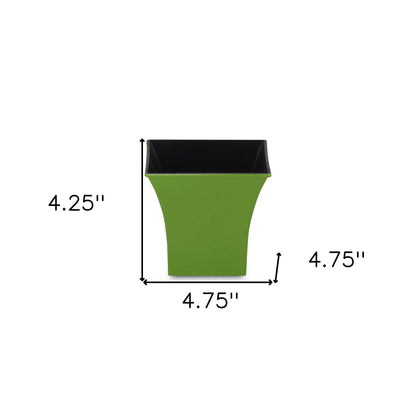 5" Lime Green Recycled Plastic Indoor Outdoor Square Pot Planter-4