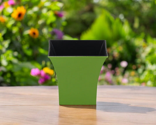 5" Lime Green Recycled Plastic Indoor Outdoor Square Pot Planter-0