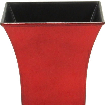 5" Red Recycled Plastic Indoor Outdoor Square Pot Planter-3