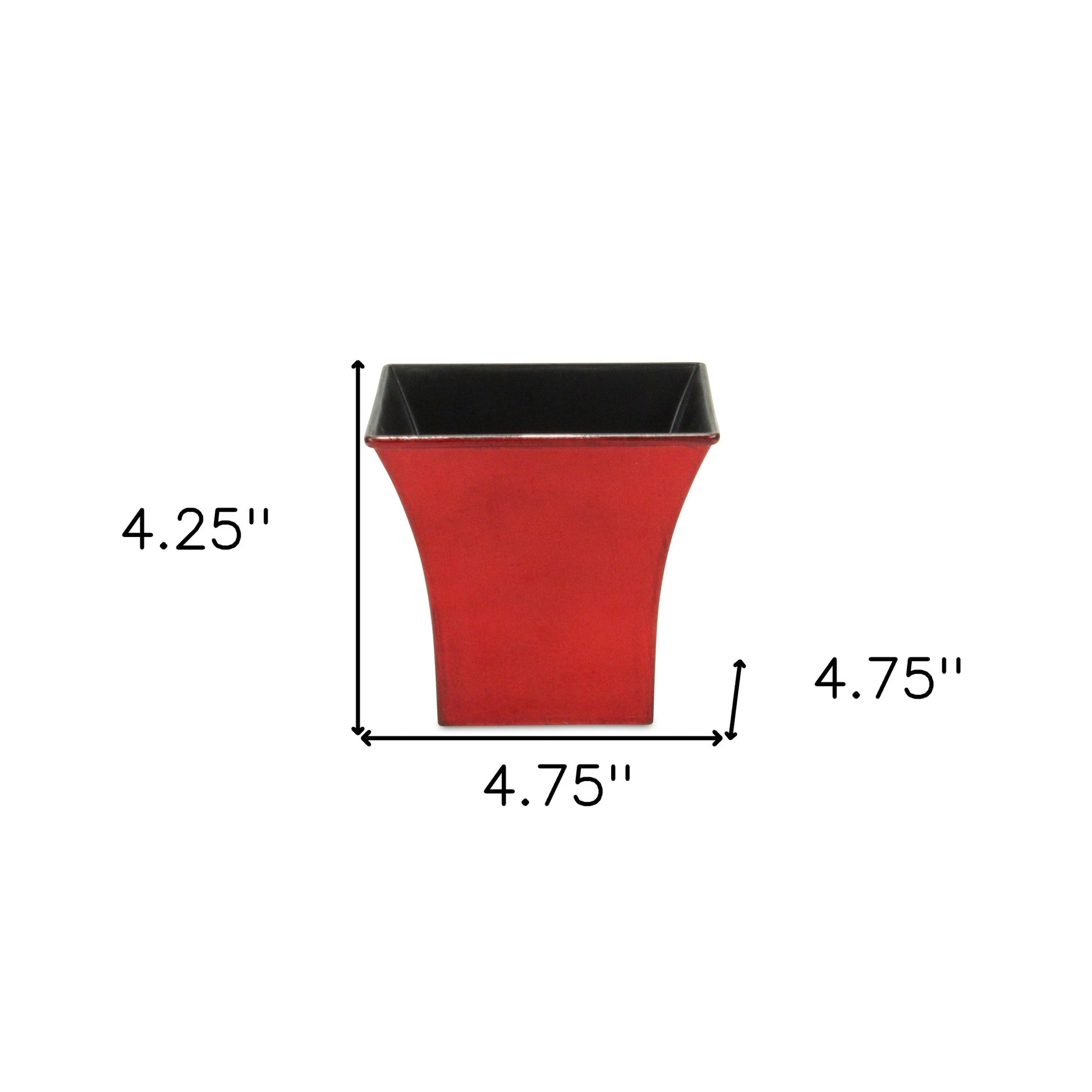 5" Red Recycled Plastic Indoor Outdoor Square Pot Planter-4
