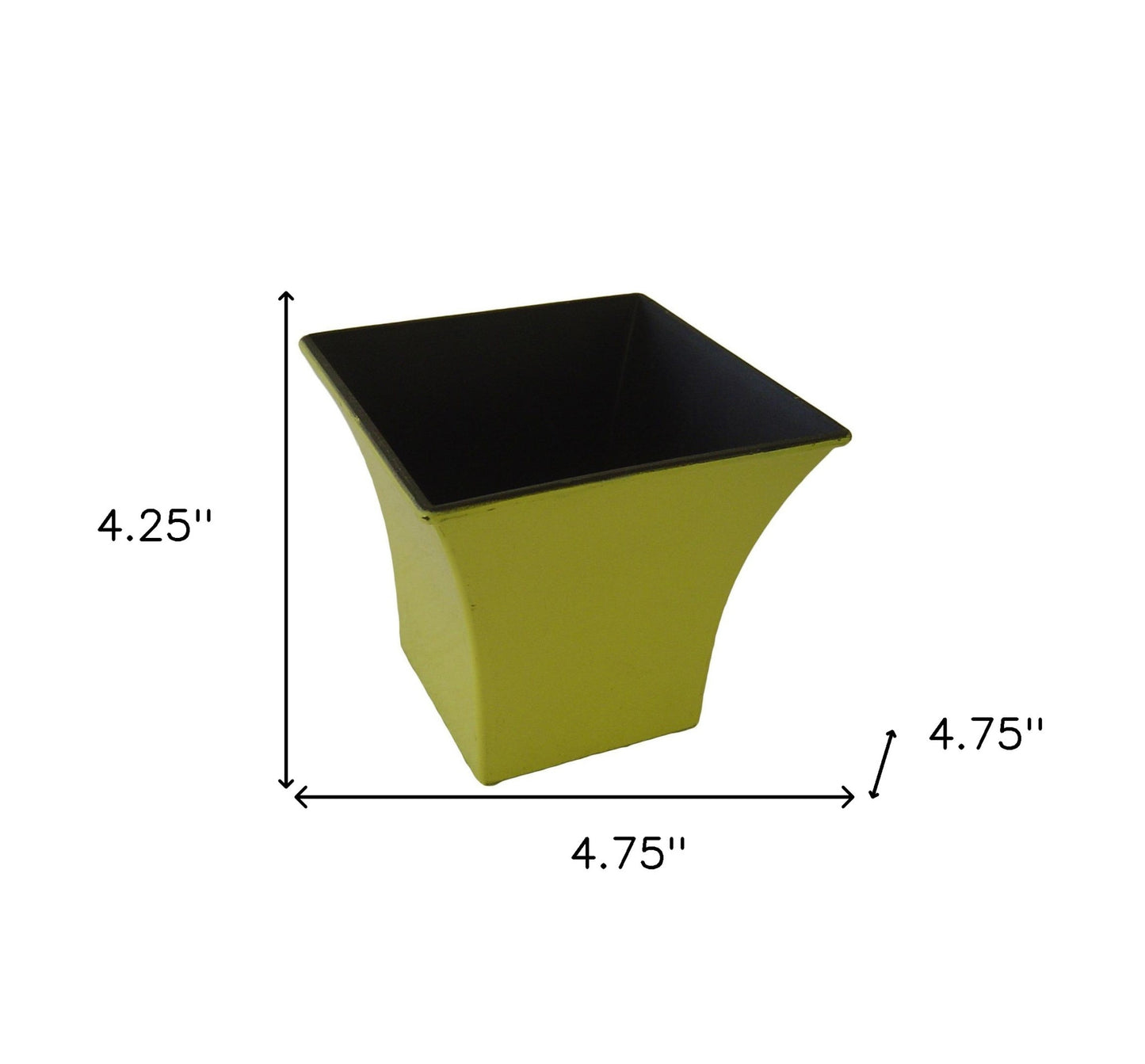 5" Yellow Recycled Plastic Indoor Outdoor Square Pot Planter-4