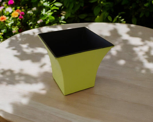5" Yellow Recycled Plastic Indoor Outdoor Square Pot Planter-0