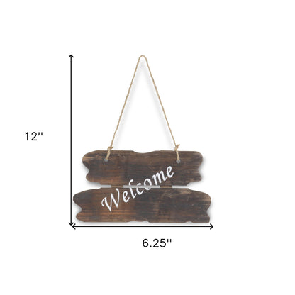6" X 12" Brown Welcome Wood Wall Decor
