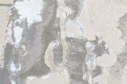 4' X 6' Gray Ivory And Blue Abstract Area Rug