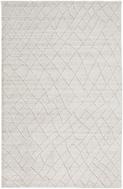 12' X 15' Ivory And Gray Striped Hand Woven Area Rug