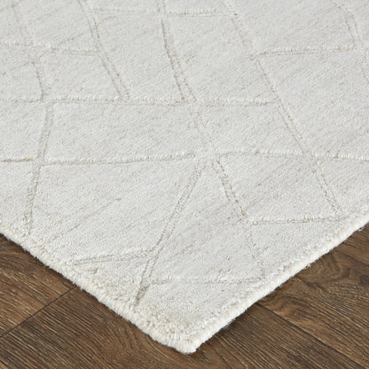 12' X 15' Ivory And Gray Striped Hand Woven Area Rug