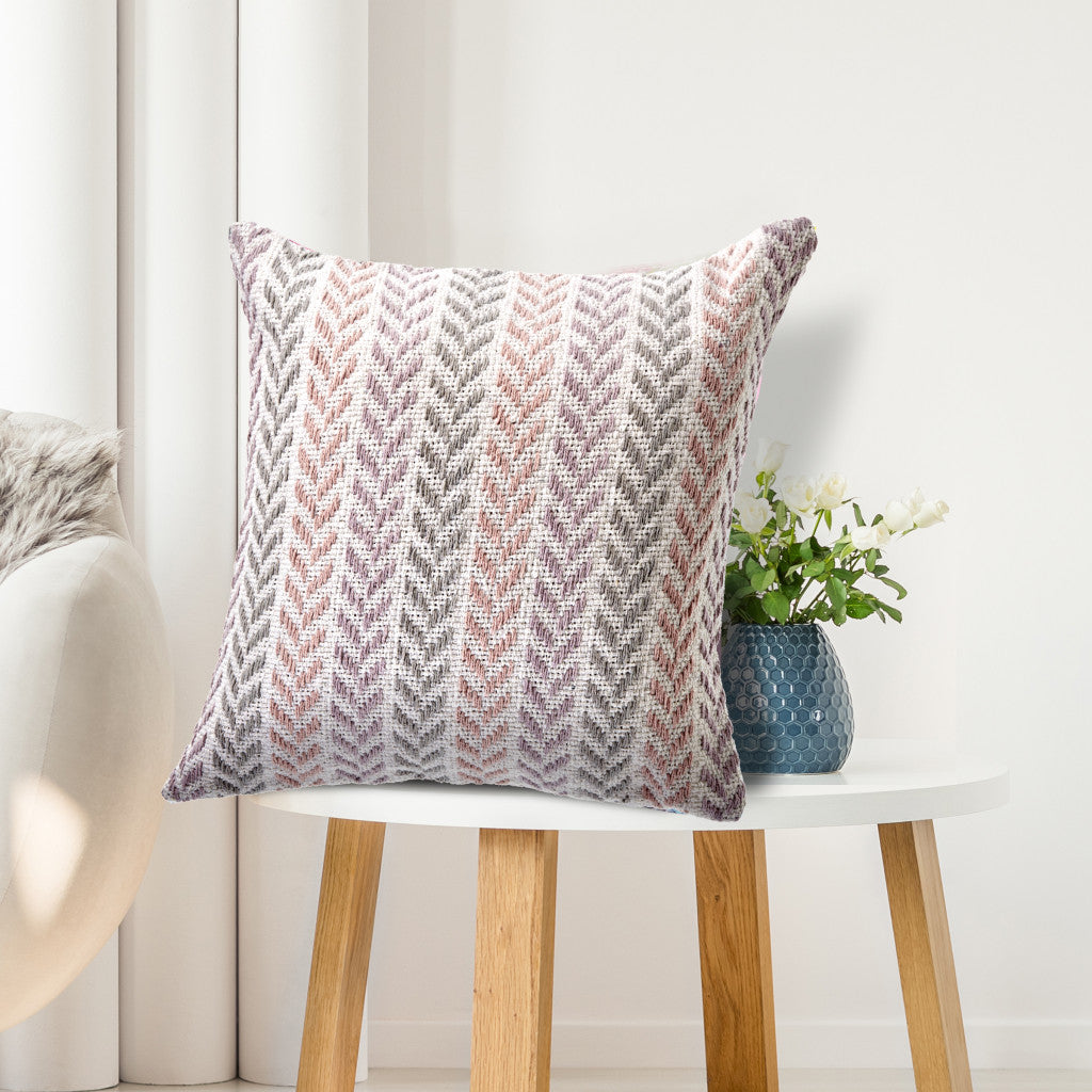18" Purple and White Throw Pillow