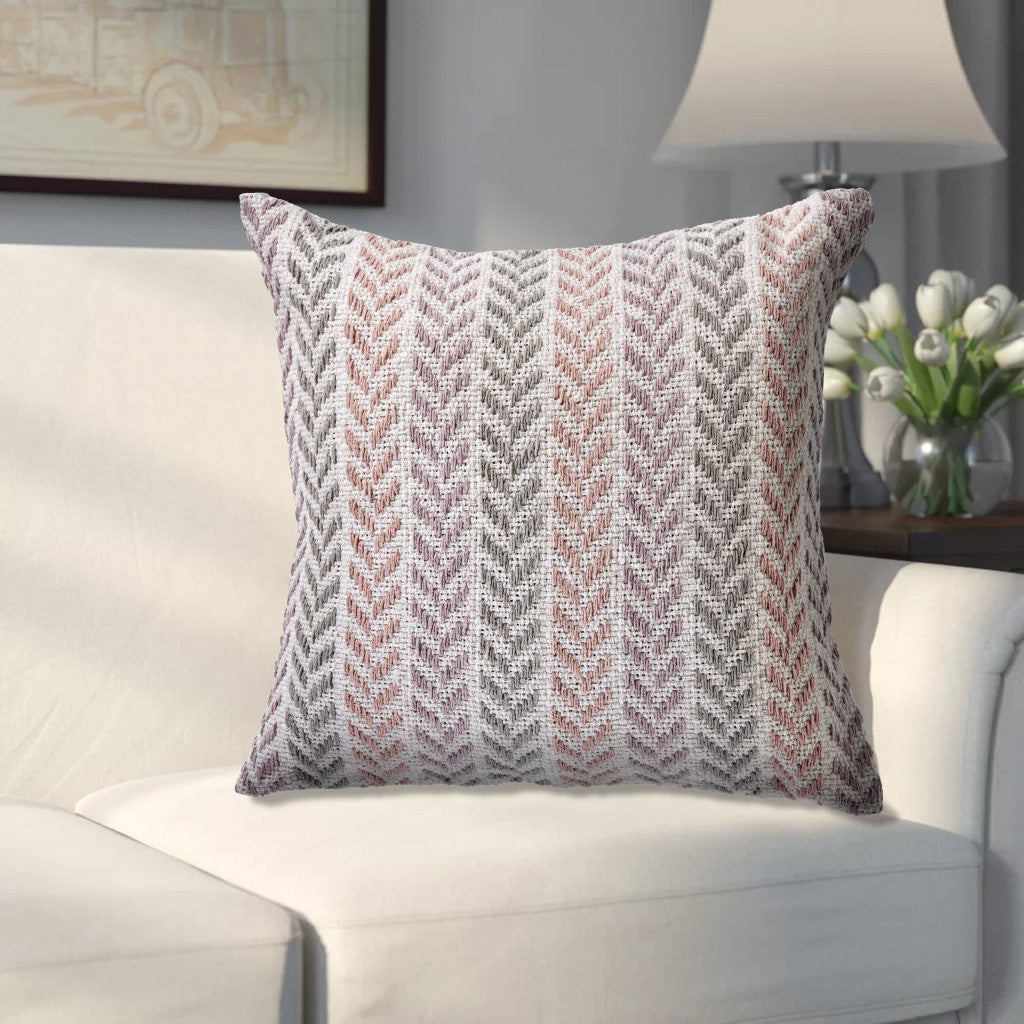 18" Purple and White Throw Pillow