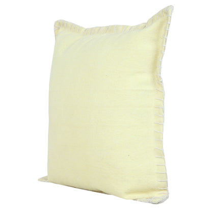 20" Light Yellow Cotton Throw Pillow
