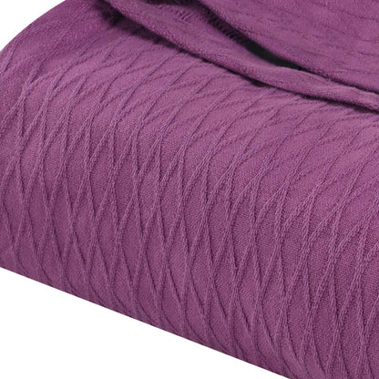 King Purple Cotton Woven Geometric Blanket
