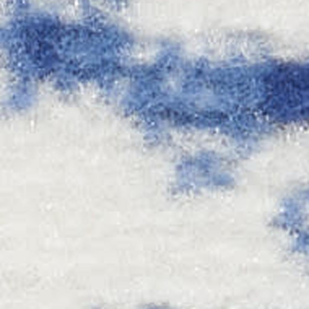 8' Ivory and Blue Floral Distressed Non Skid Runner Rug