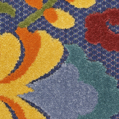 4' X 6' Blue Geometric Distressed Area Rug