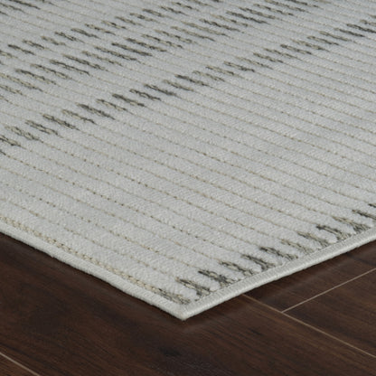 10' Cream and Beige Striped Distressed Indoor Outdoor Runner Rug