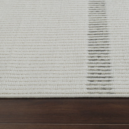 10' Cream and Beige Striped Distressed Indoor Outdoor Runner Rug