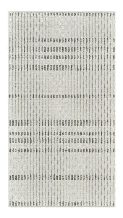 10' Cream and Beige Striped Distressed Indoor Outdoor Runner Rug