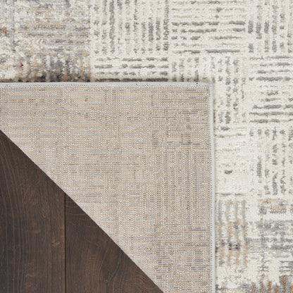 16' Ivory and Gray Abstract Runner Rug
