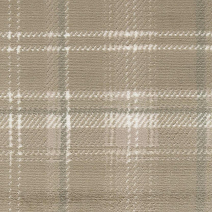 10' Taupe and Ivory Plaid Runner Rug