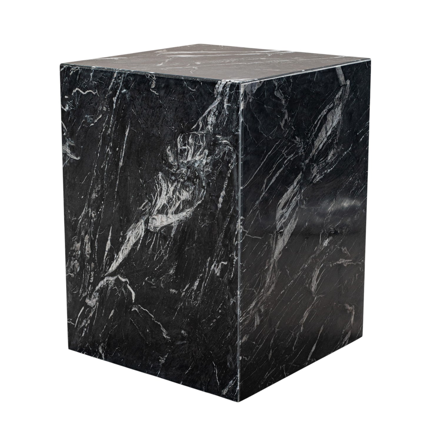 20" Black Marble Square Block End Table