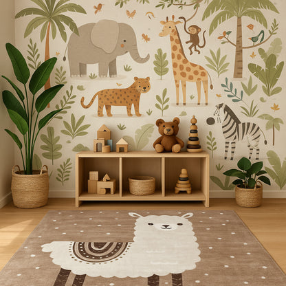 8' X 11' Brown and Beige Juvenile Animals Youthful Area Rug