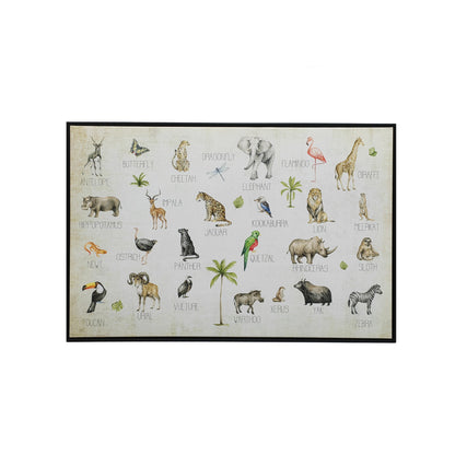 Jungle Animals Alphabet Black Floater Frame Wall Art