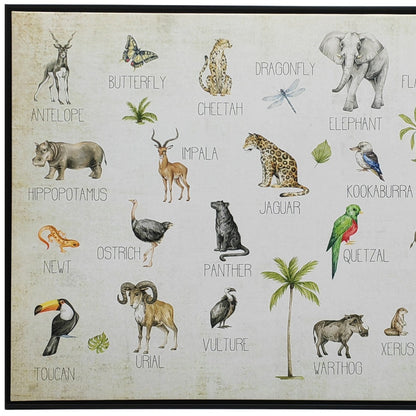 Jungle Animals Alphabet Black Floater Frame Wall Art