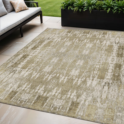5' X 8' Beige Ivory And Tan Moroccan Washable Indoor Outdoor Area Rug