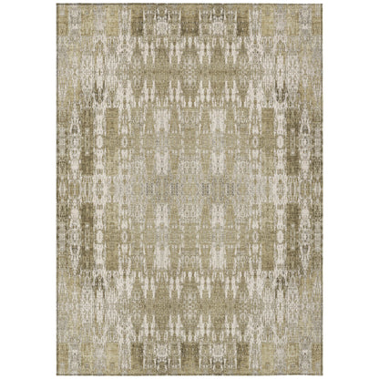 5' X 8' Beige Ivory And Tan Moroccan Washable Indoor Outdoor Area Rug